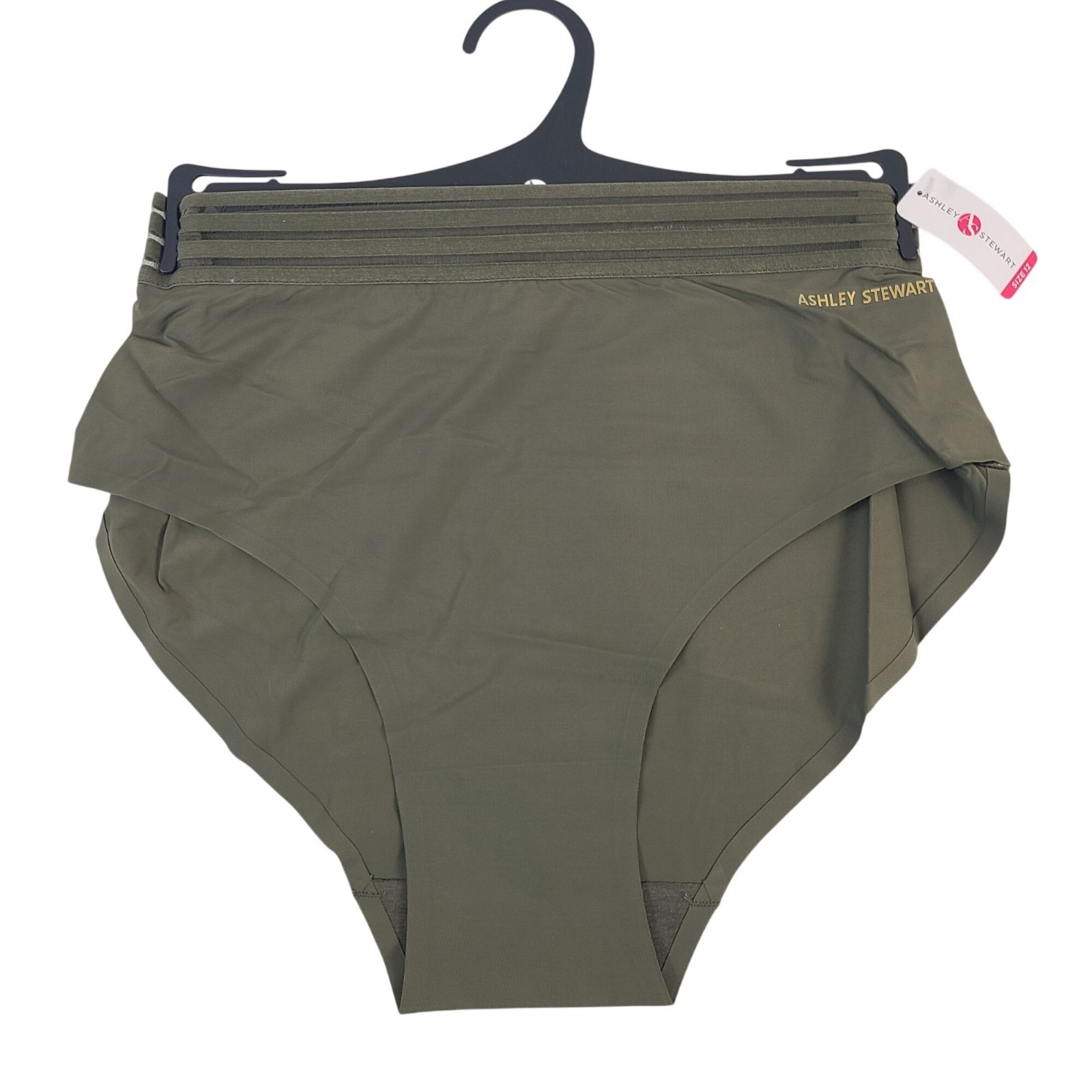 NEW Ashley Stewart Olive Green Mid-Rise Brief Panty Size 12 Seamless Design