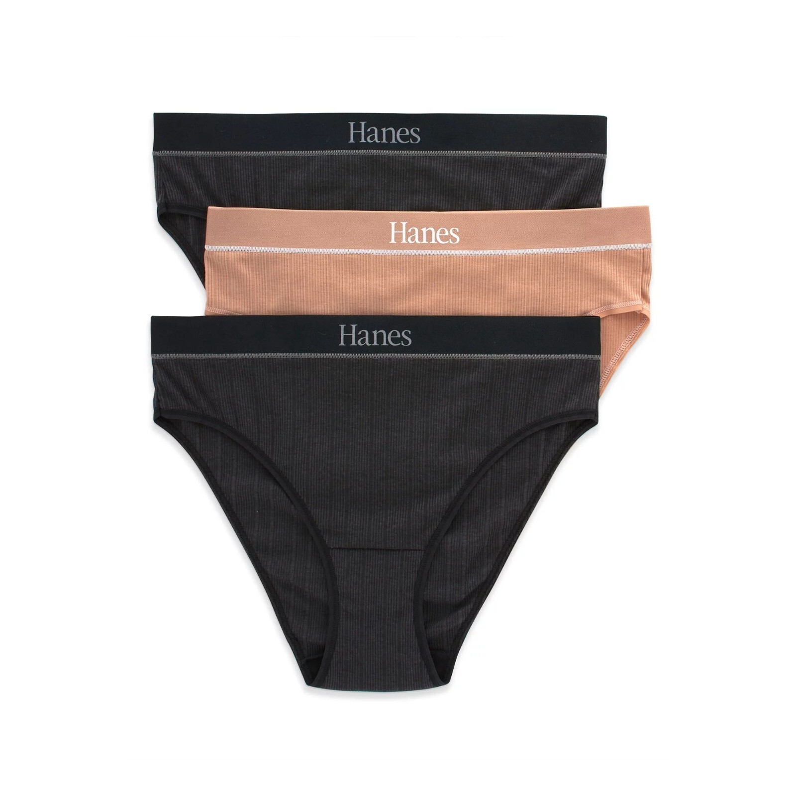 Hanes® Originals Women’s Hi-Leg Underwear, Soft & Stretchy Ribbed Blend, 3-Pack