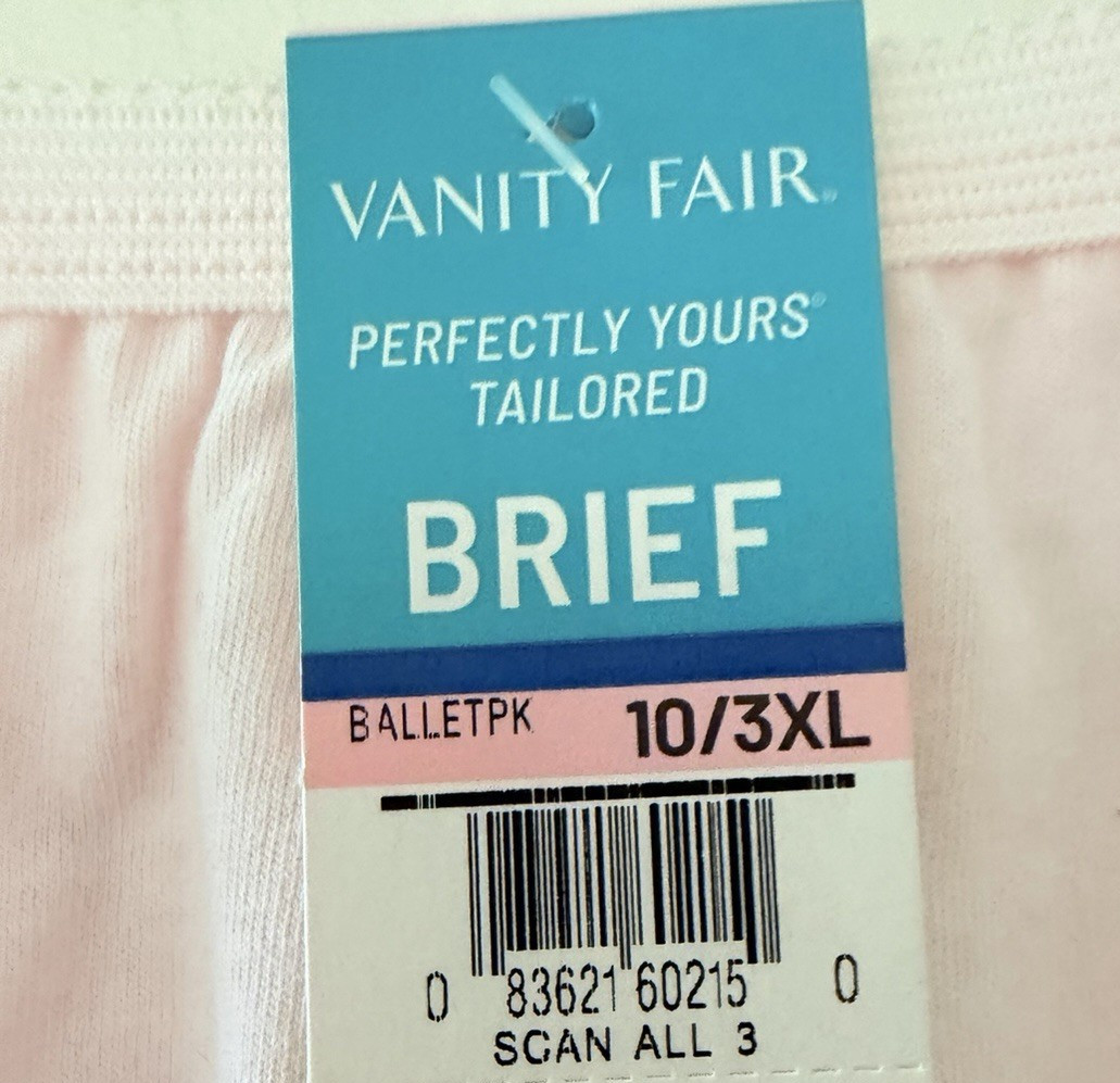 Vanity Fair Perfectly Yours Tailored Cotton Brief 15318 Pink/YellowY 10/ 3XL NWT