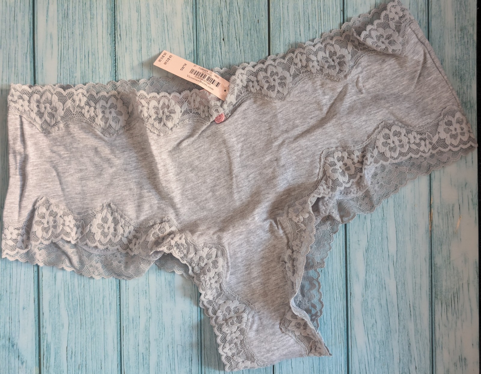 VICTORIA’S SECRET Medium CHEEKY COTTON AND LACE PANTIES Heather Gray