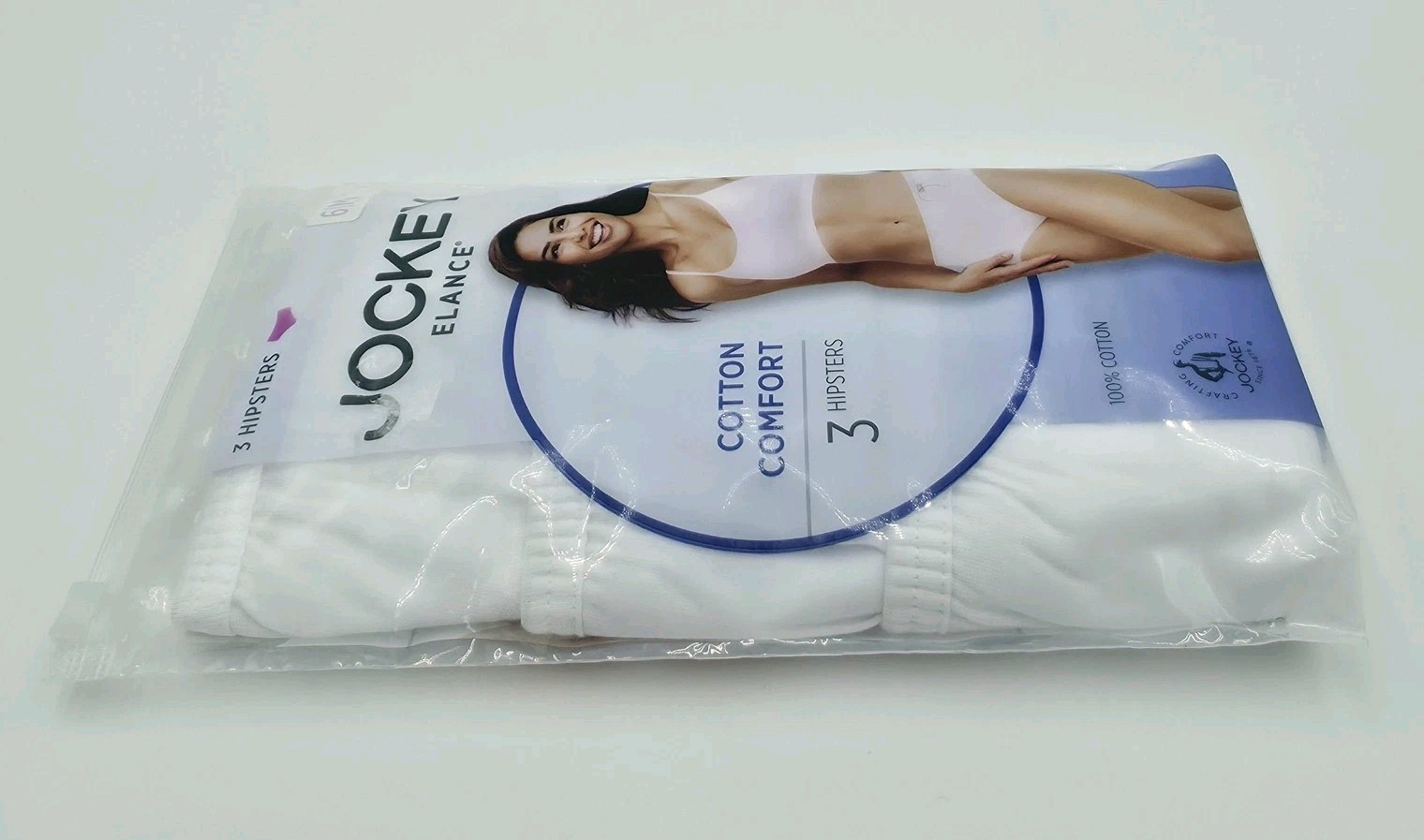 Jockey Elance Cotton Comfort Hipster Panties Womens 6/M White Cotton 3 Pack