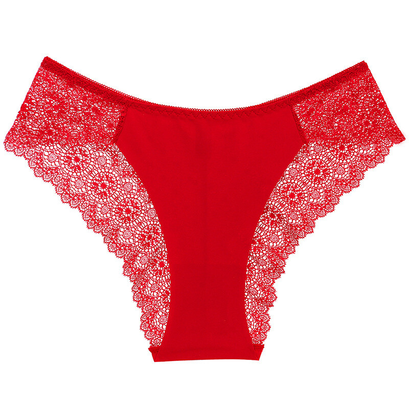5 Pack Lot Sexy Womens Ice Silky Seamless Panties Lace Briefs Lingerie Underwear