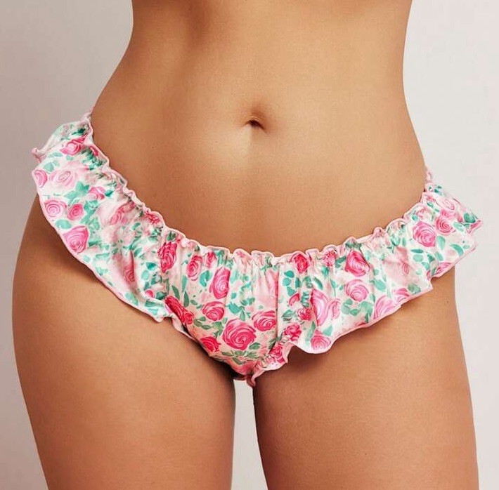 Pretty Y2K Satin Ruched Bum Floral Full Brief Bikini Panties PLUS 4X 4XL NEW