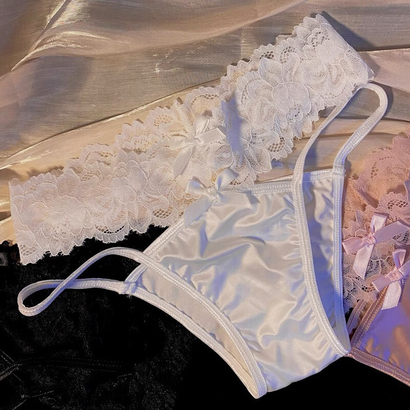 3PCS/LOT Sexy Ladies Womens Satin Panties Thongs Lace Underwear Lingeries Bikini