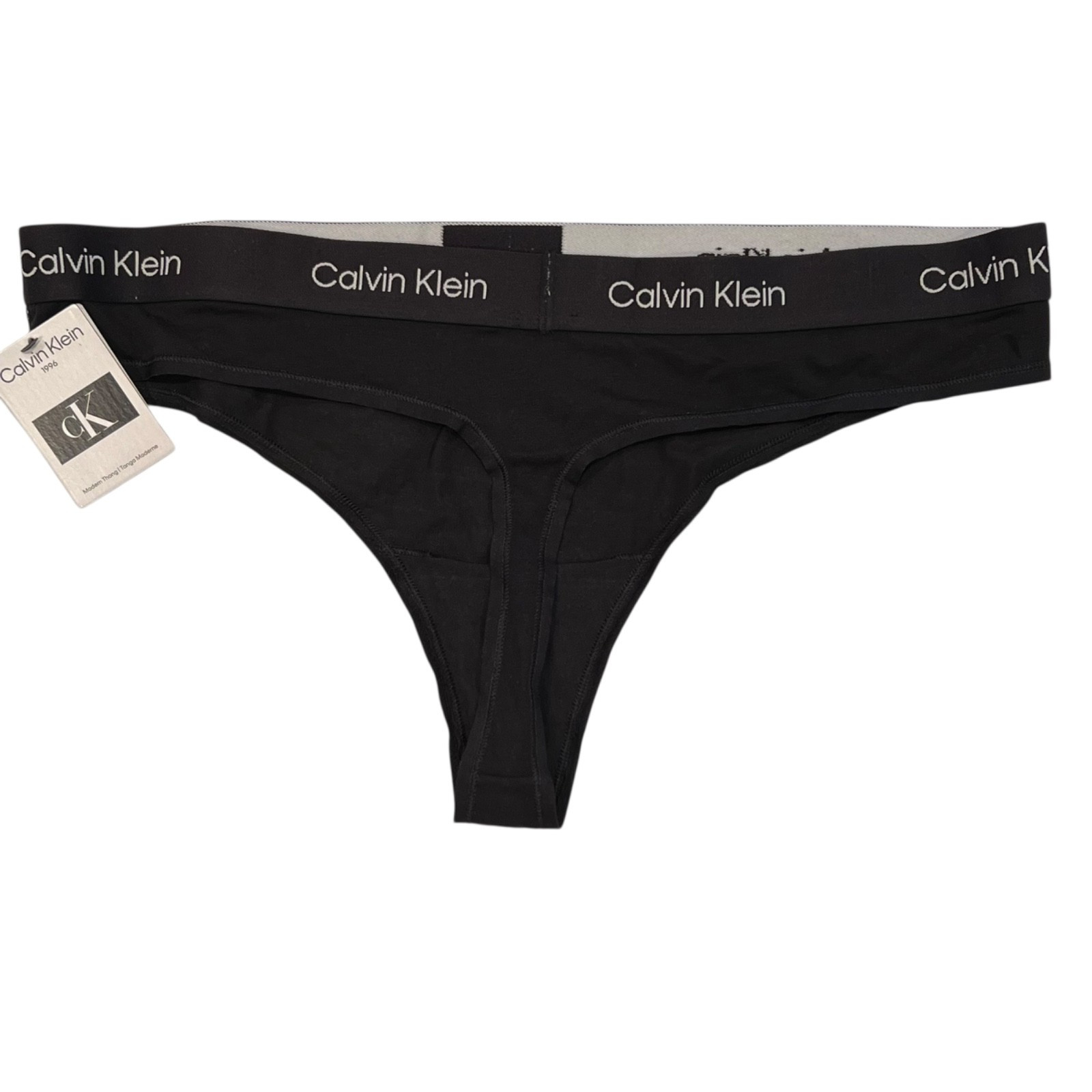 NWT CALVIN KLEIN Thong Sz 1X-2X-3X Black Logo Cotton Jersey #1