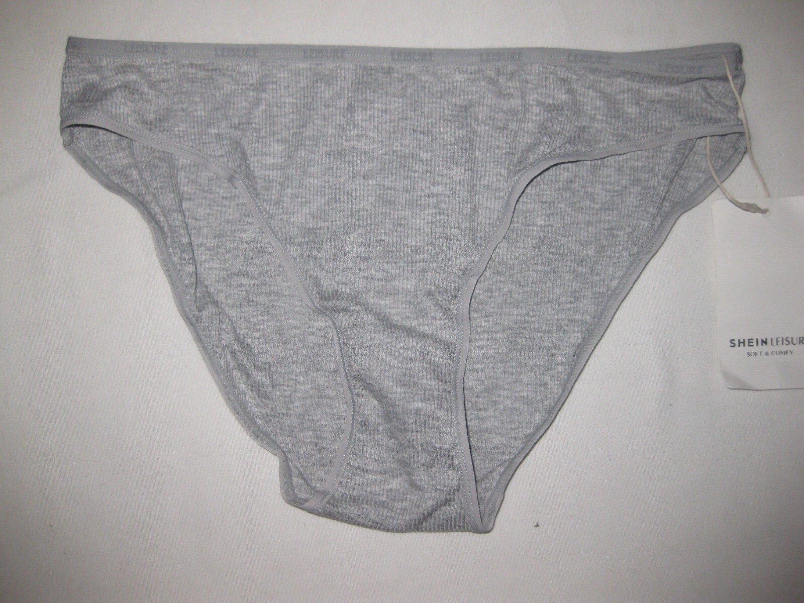 Shein low rise ribbed hipster panties S M light heather gray