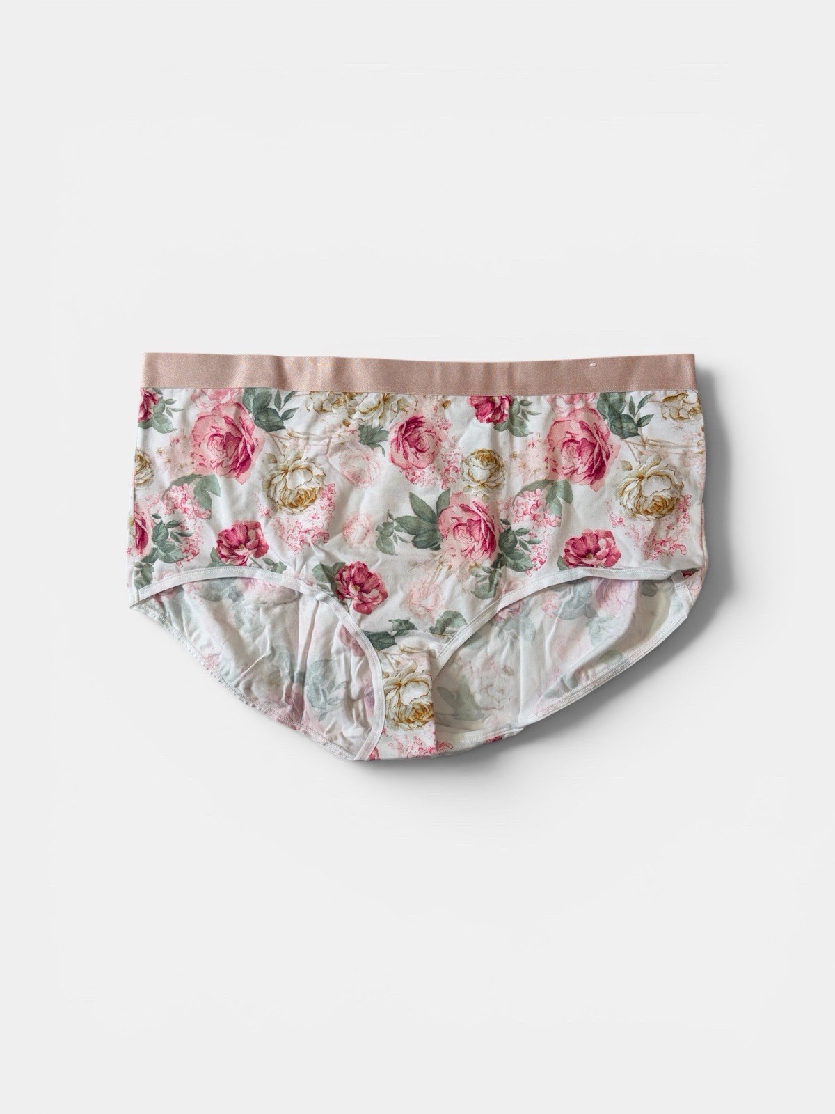 Lane Bryant Cacique Cotton Full Brief Panty Wide Waistband 26/28 Pink Roses