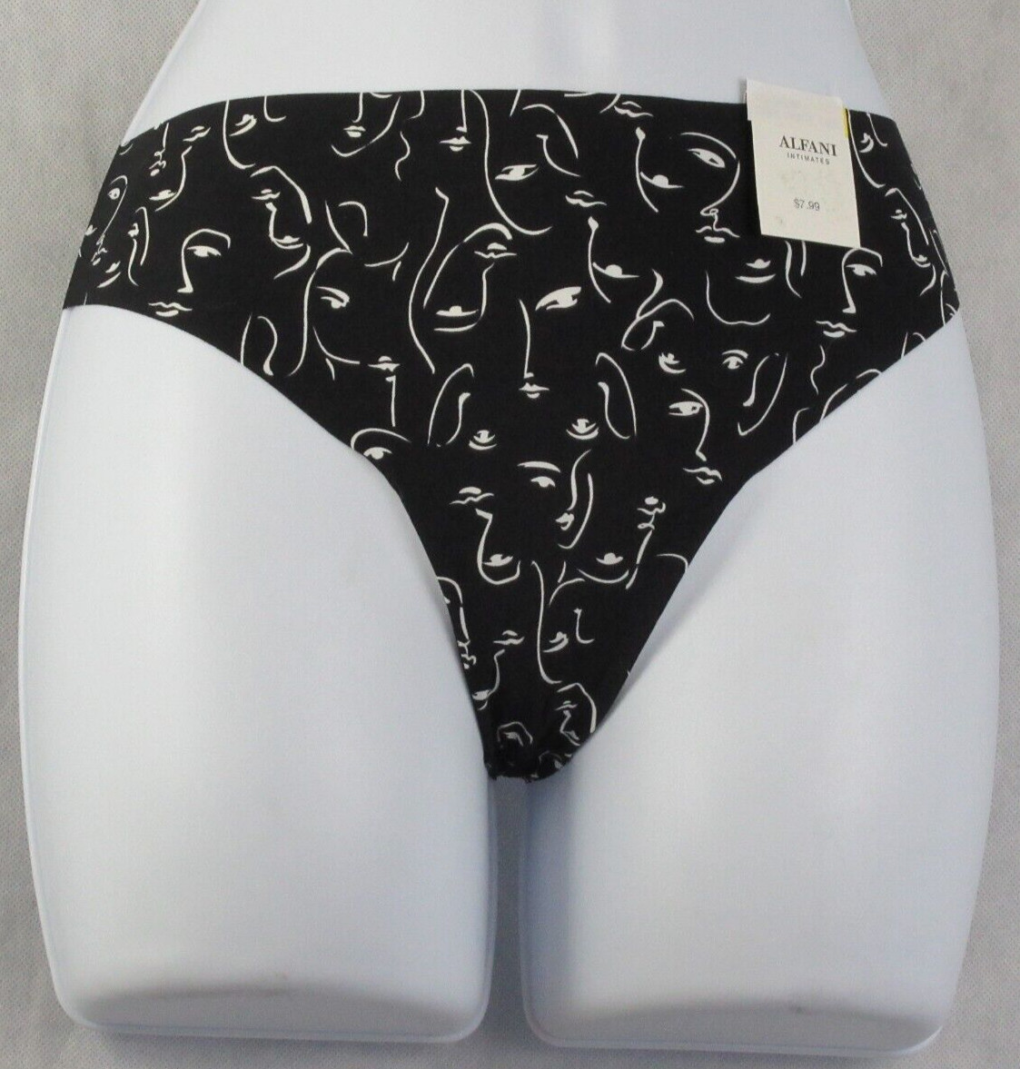 Alfani Women’s Laser-Cut Thong Panty Underwear, Black Silhouette, Medium