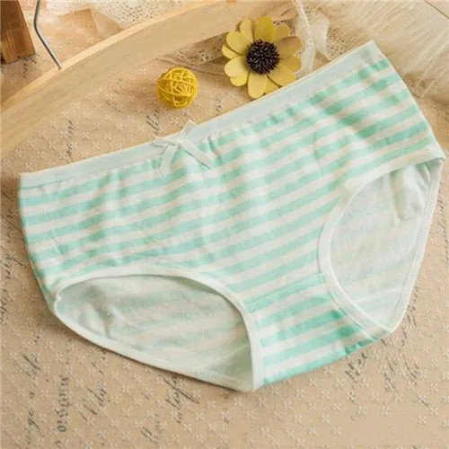 Cotton Mid Rise Panties Women’s Striped Briefs Bow Detail Soft Comfort Fit