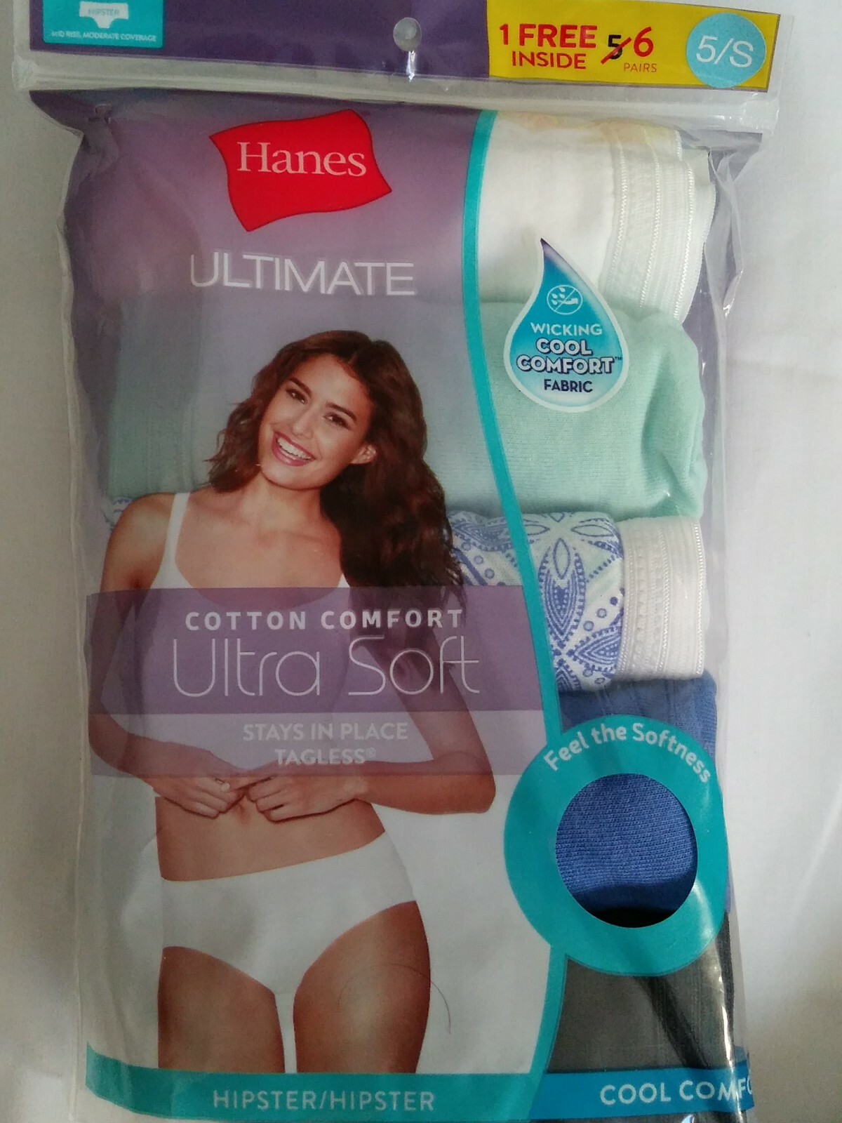 HANES ULTIMATE COTTON COMFORT 6 HIPSTER SZ 5/S MULTI-COLOR PACKEGE SEALED