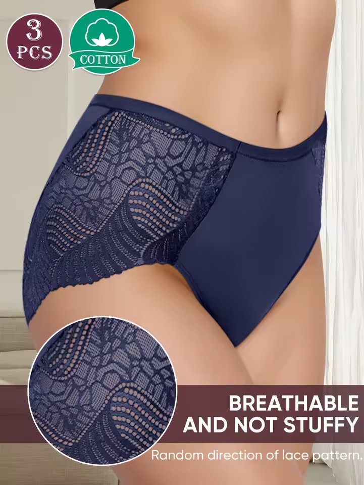 3pcs Women Lightweight Breathable Sexy Cut-Out Triangle Design Panties Panty
