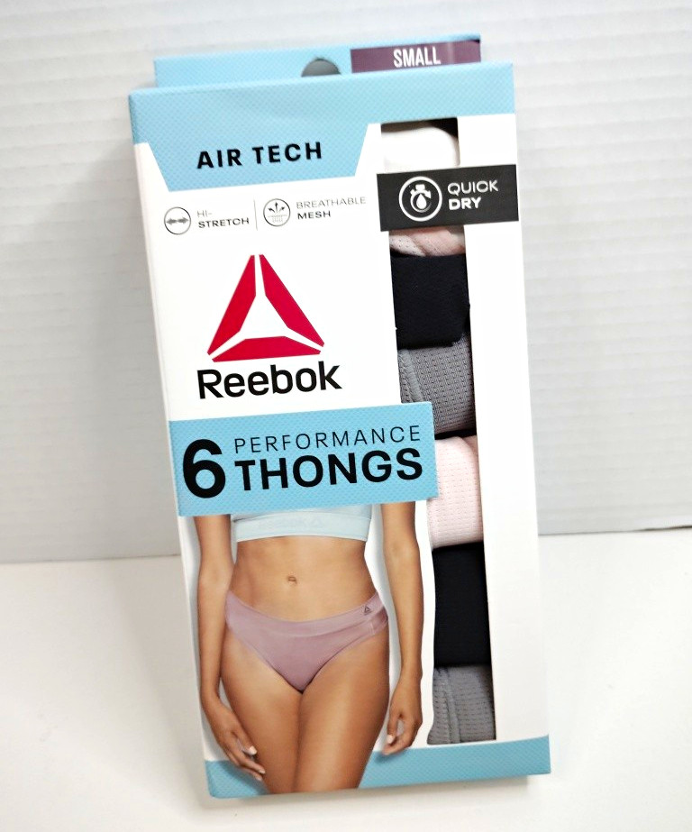 Reebok Air Tech Thong Panties 6 Pack S Mesh Spandex Quick Dry Tagless Stretch