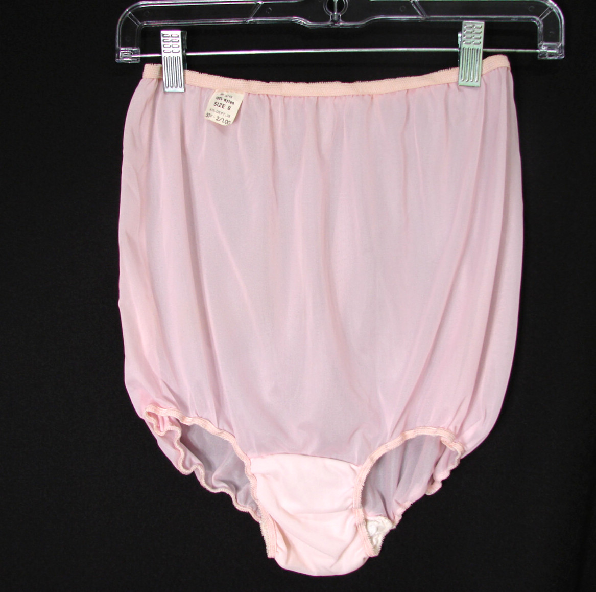 New K-10 Apparel Light Pink Nylon High Waist Sheer Briefs Panties Size 8