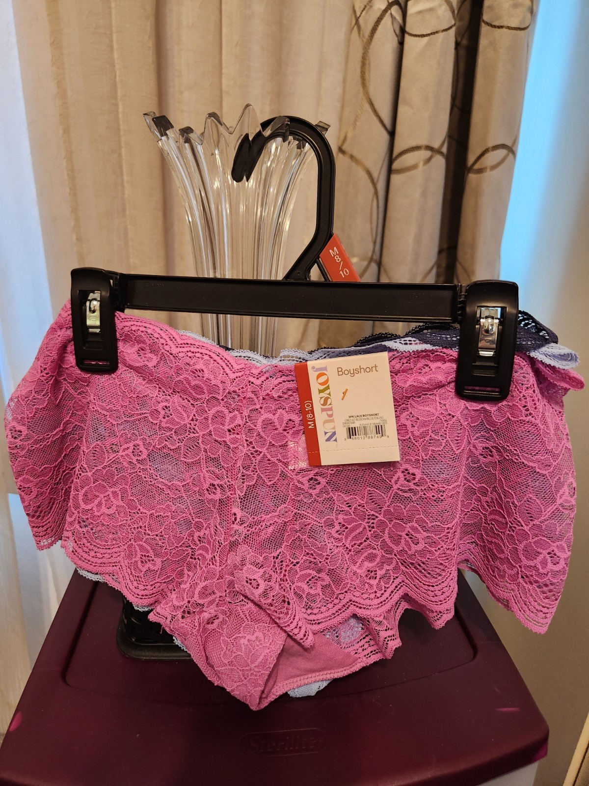 Joyspun Women’s Lace Boyshort Panties 3 Pair Brand New Pretty Floral M 8-10