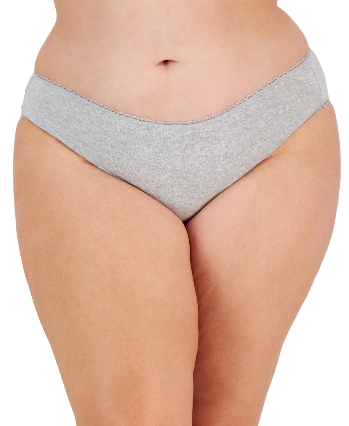 Charter Club Plus Size Pretty Cotton Bikini Underwear, Heather Storm, 2X