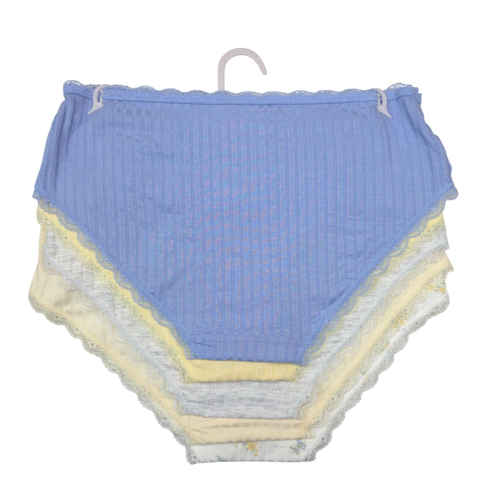 Laura Ashley Womens Super Soft 5-Pack Lace Trim Panties Bikini Briefs Medium