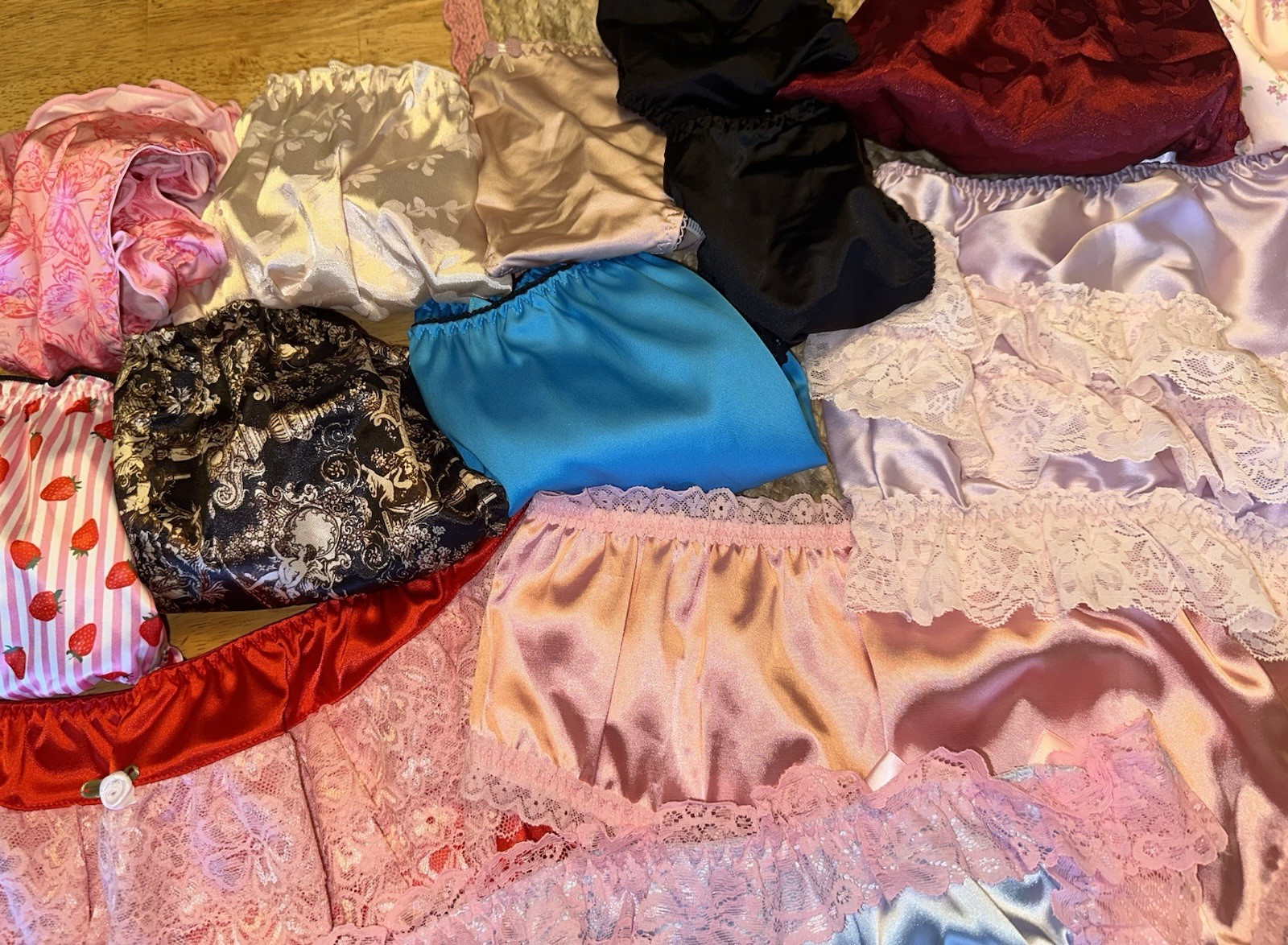 20 Lot XL NEW Sissy Panties Glossy Satin Lacy Buttery Briefs Knickers Bloomers
