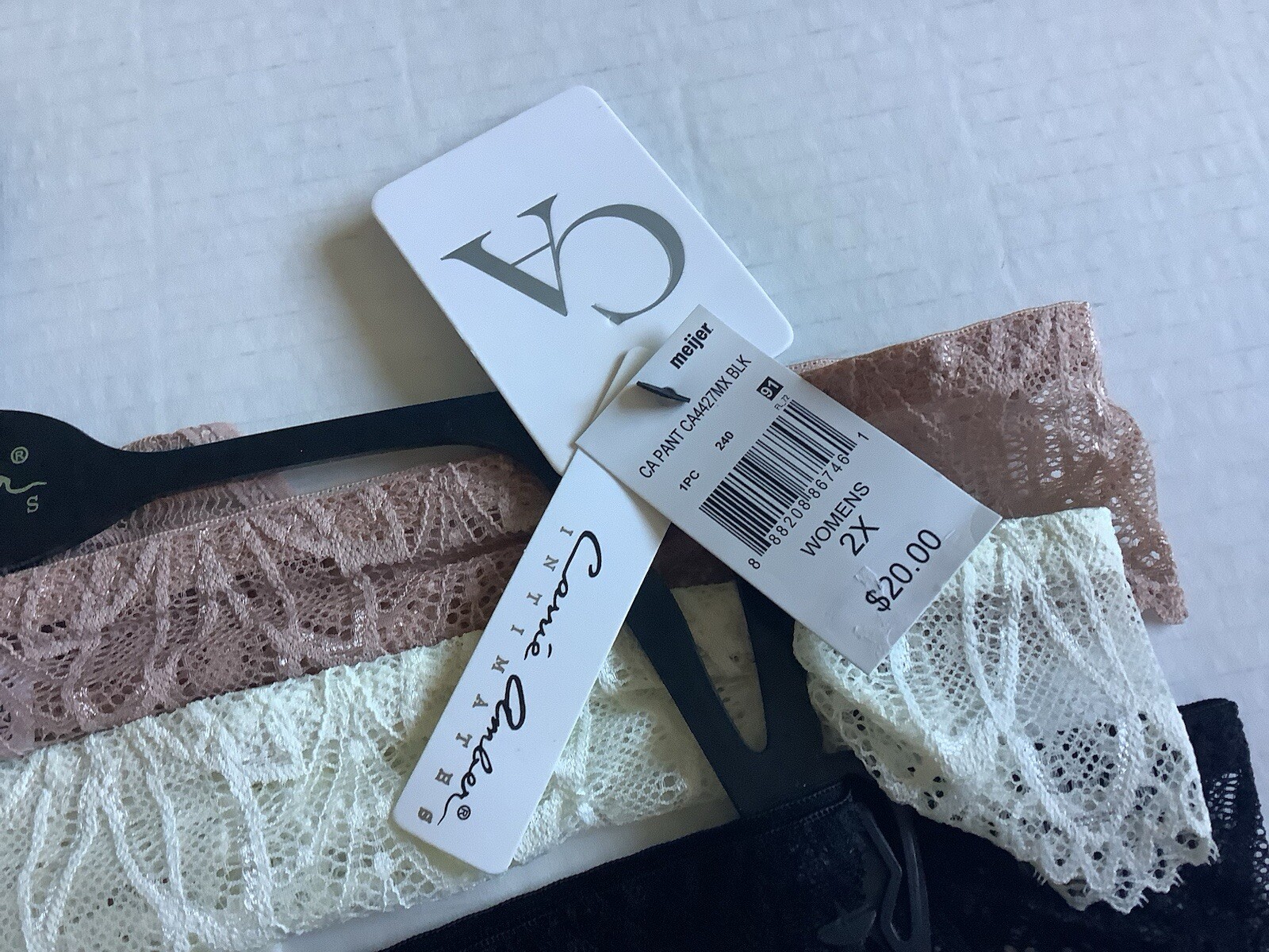 Carrie Amber Intimates Lace Thong 3 Pack Size 2X Black, White, Beige NWT