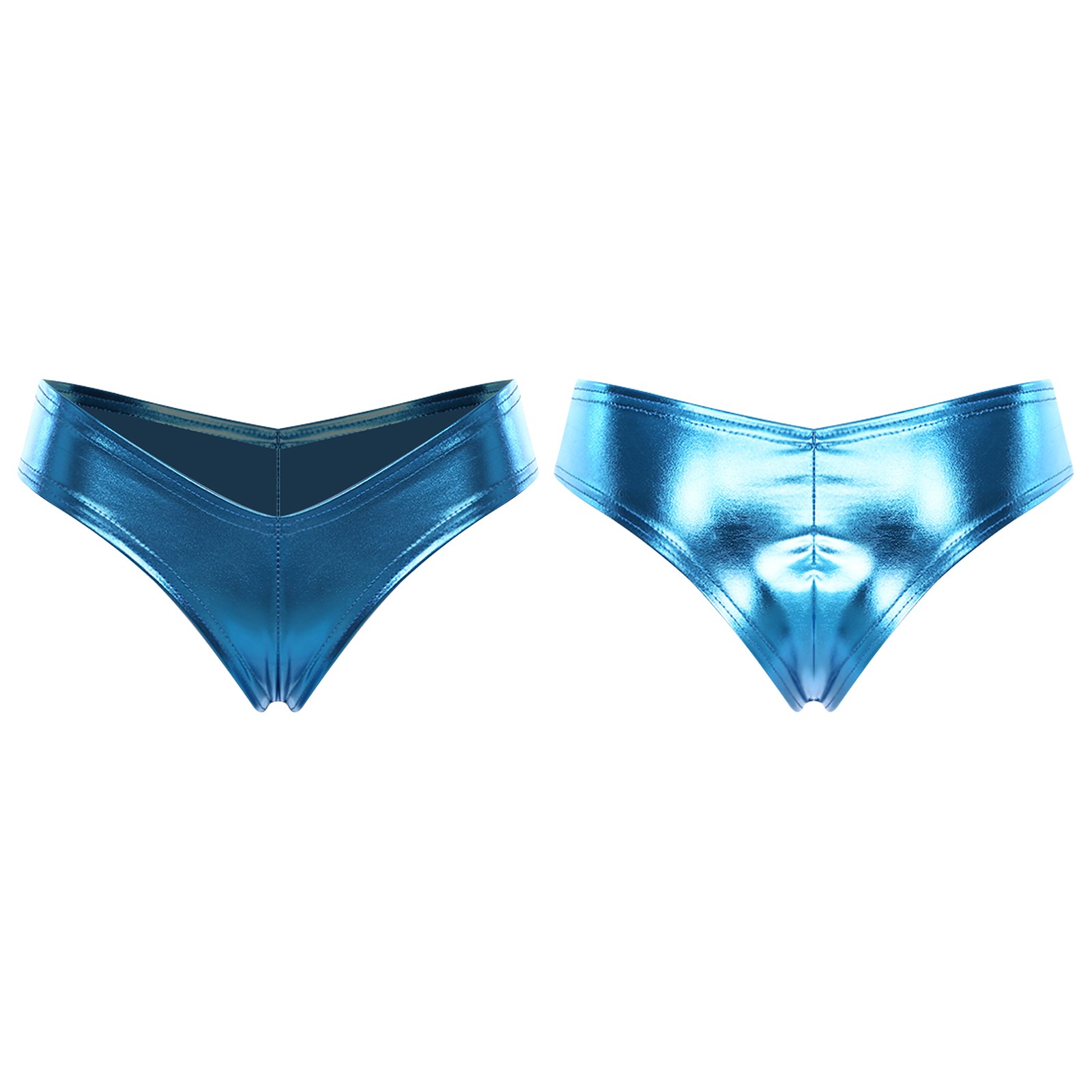 Womens Metallic Shiny Bikini Briefs High Waist Booty Cheeky Panties Nightclub