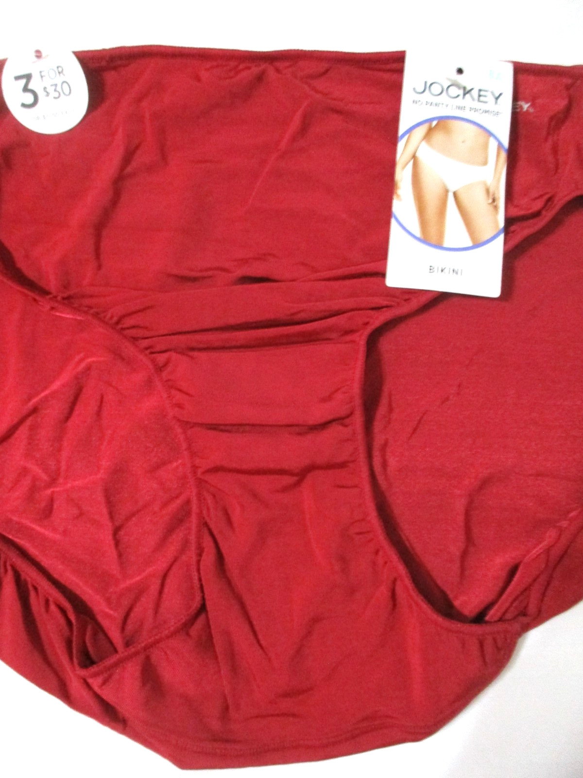 JOCKEY SIZE 8 XL BIKINI 1370 TACTEL NO PANTY LINE PROMISE BRICK RED PANTIES