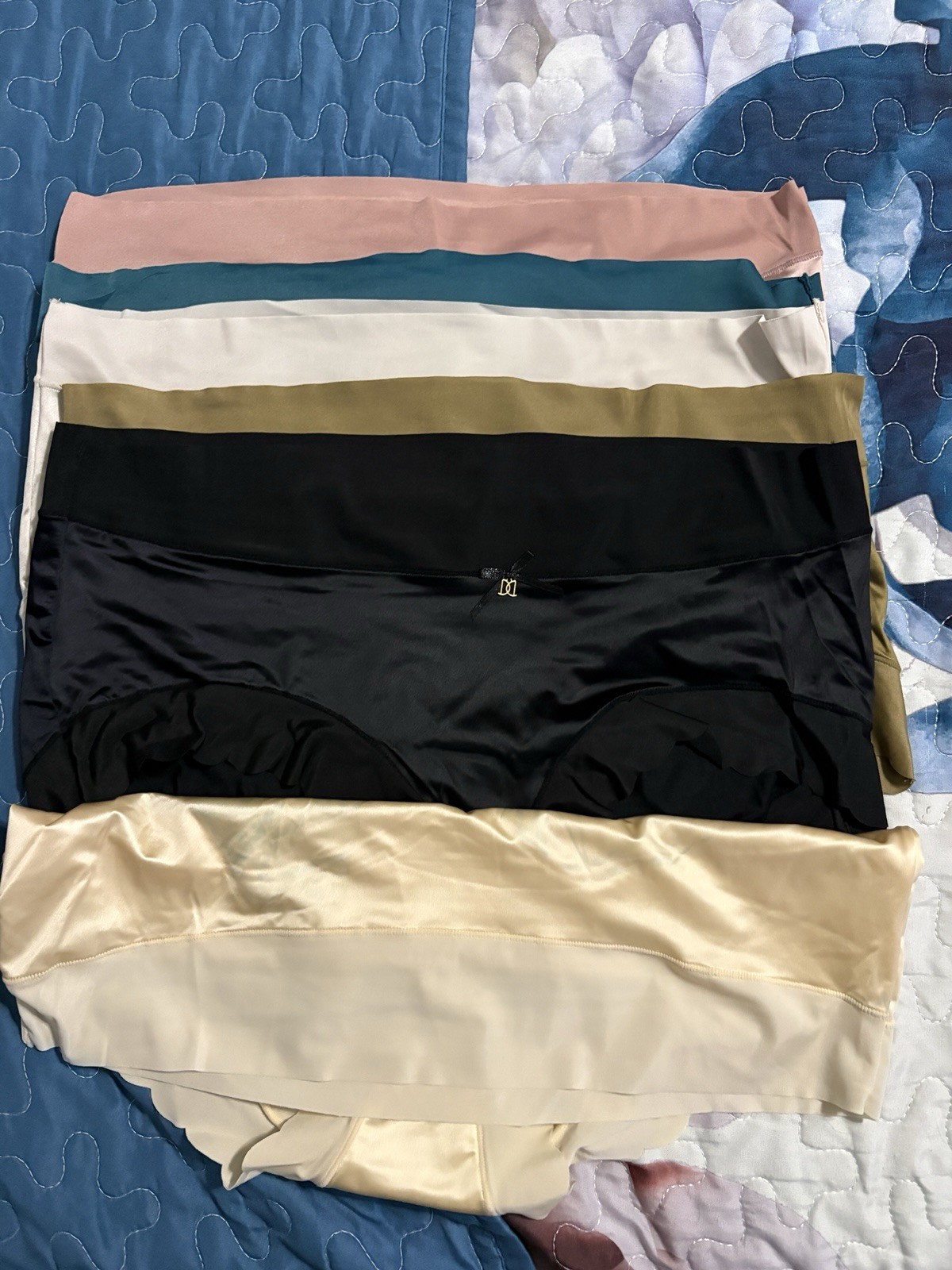 Seamless High Rise Brief Panties XL 5-Pack Solid Multicolor Bow Nylon Blend