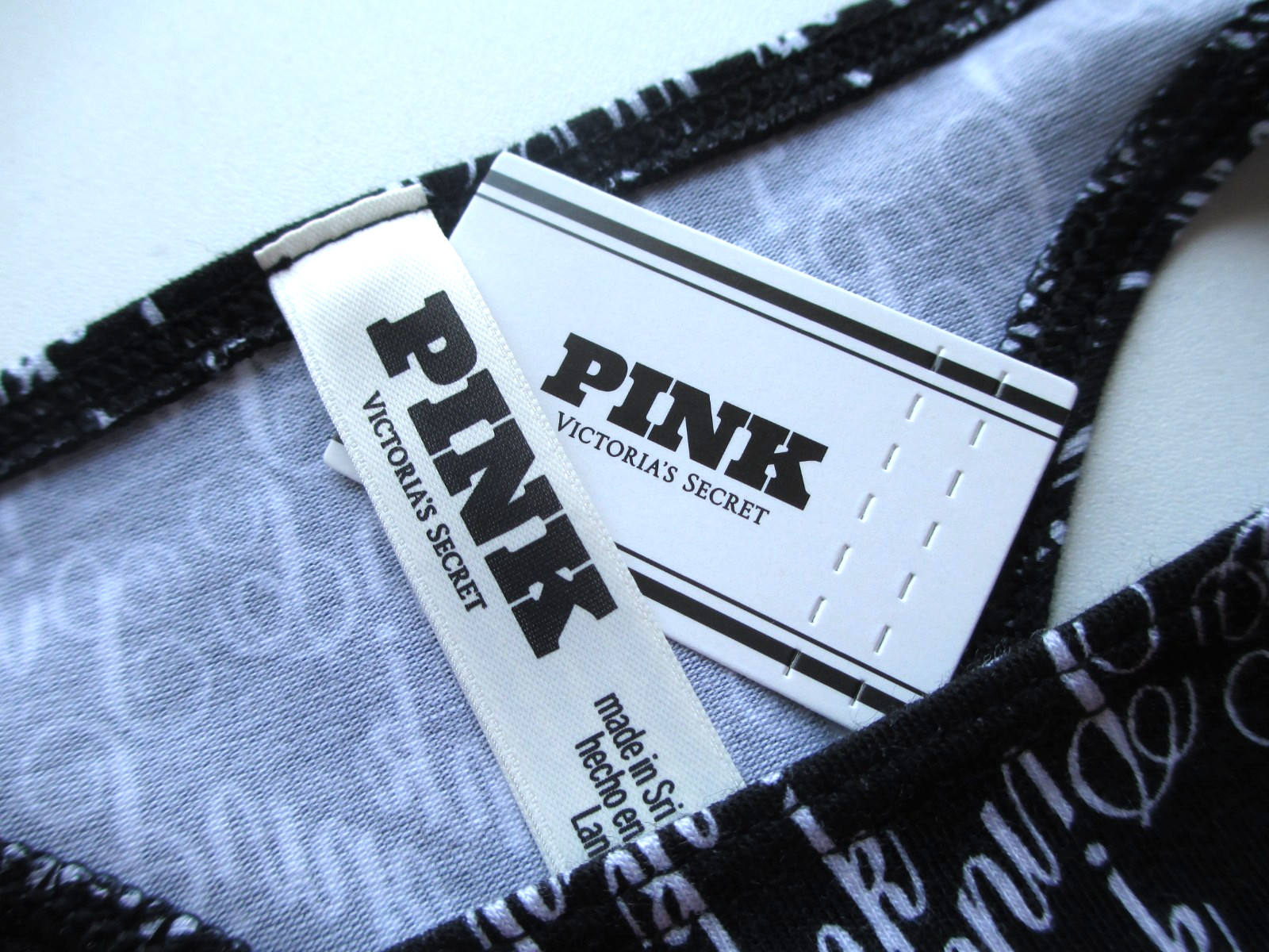VICTORIA’S SECRET PINK Cotton High Leg Thong Panty S M L XL Black White Script
