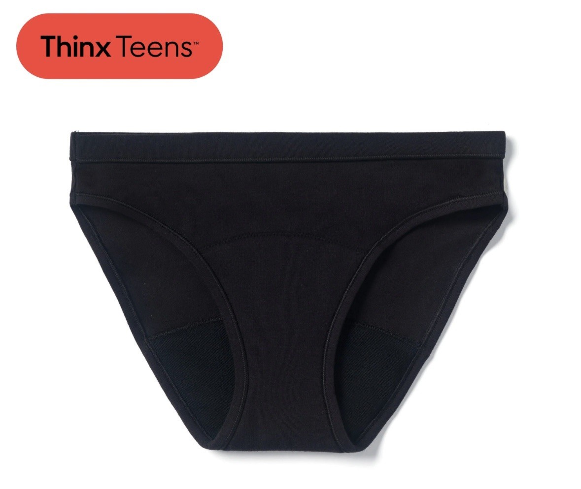 Thinx Teens Reusable Period Underwear Panties Black Super Absorption Small 9/10