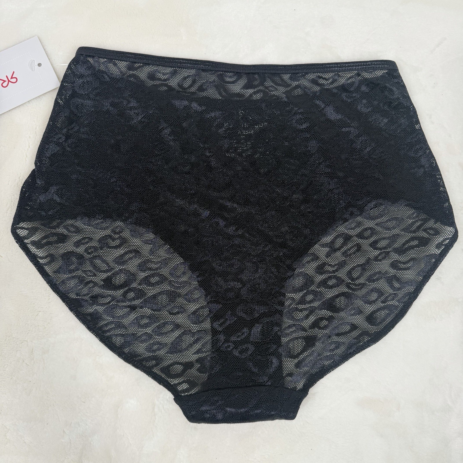 Ruby Ribbon Size Small High Waist Black Lace Brief Style 1782 Sheer