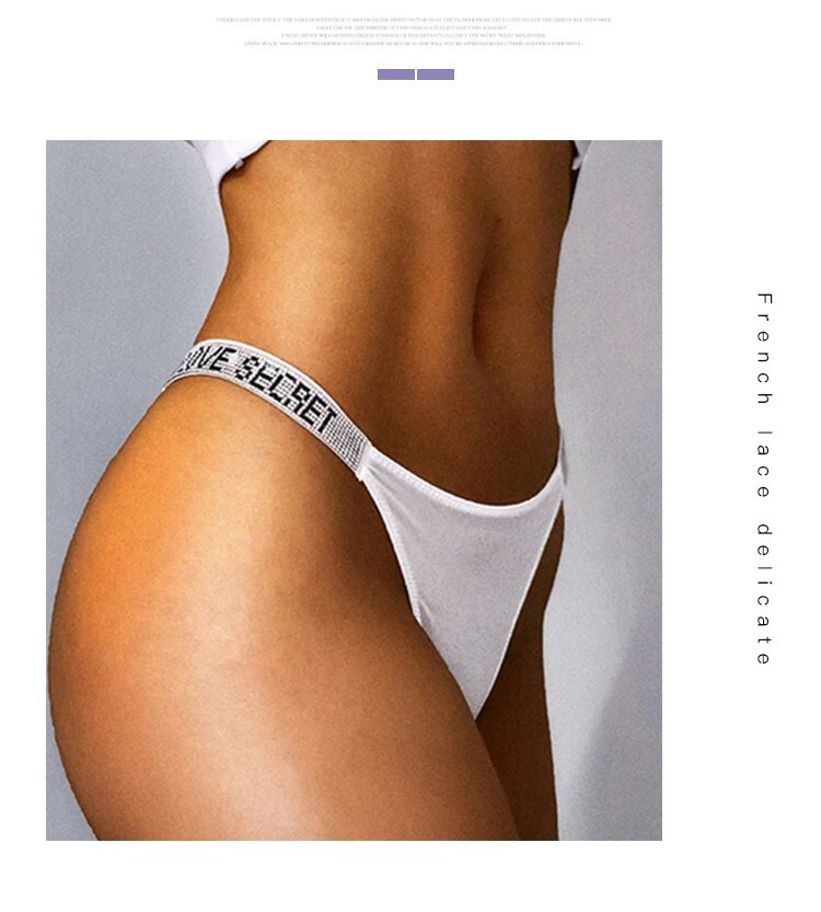 Tanga Sexy Para Mujer Ropa Interior Bragas Con Diamantes De Imitación Costuras