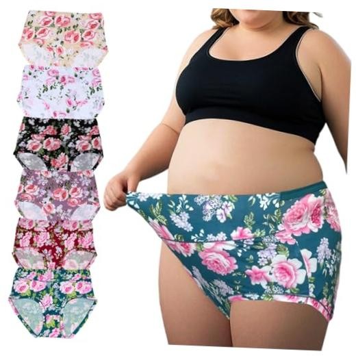 Women’s Underwear Plus Size XL-6XL Panties XX-Large Floral Panties 6 Pack