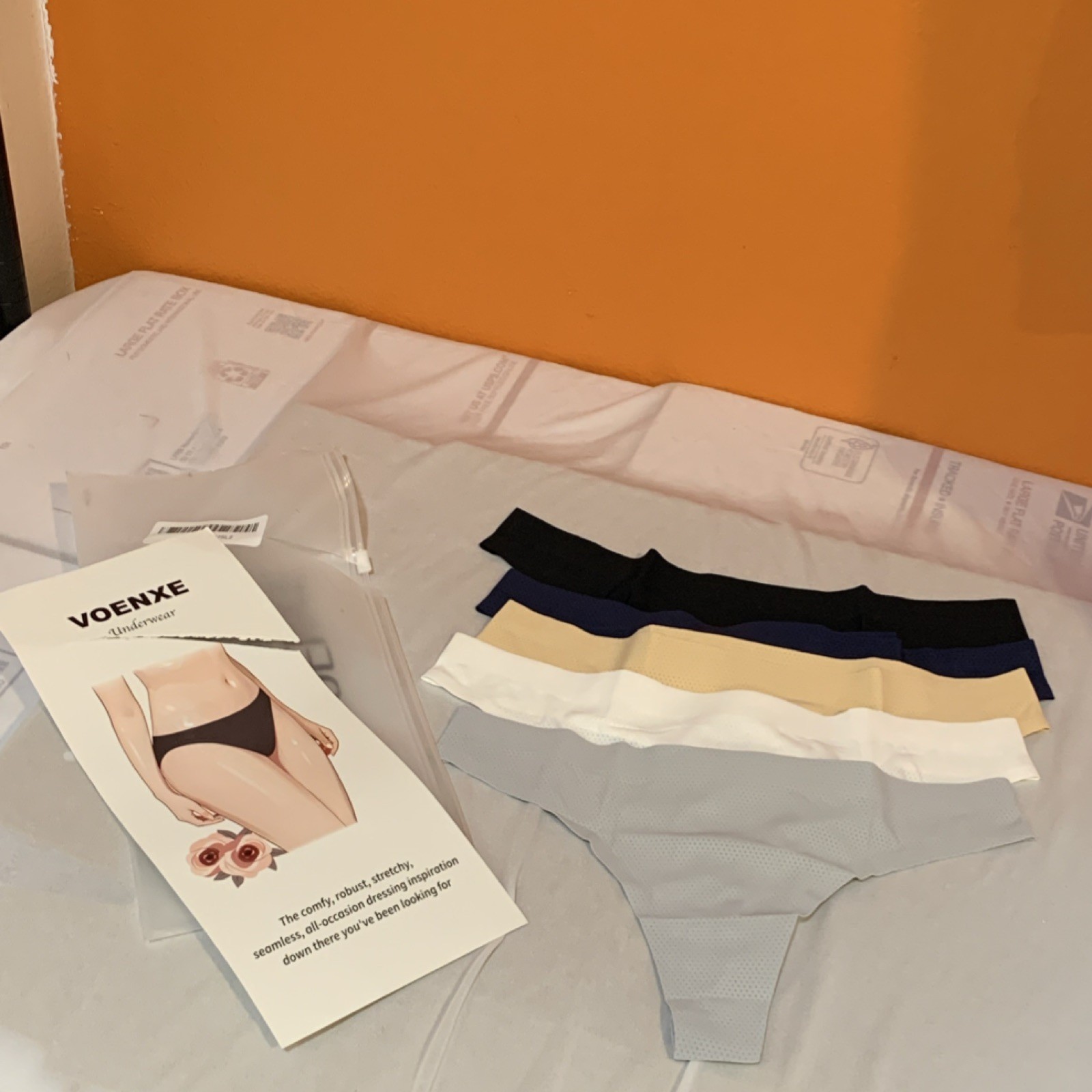 5 Pack Seamless Women’s Thongs – Black, Beige, White, Blue, Gray XSmall