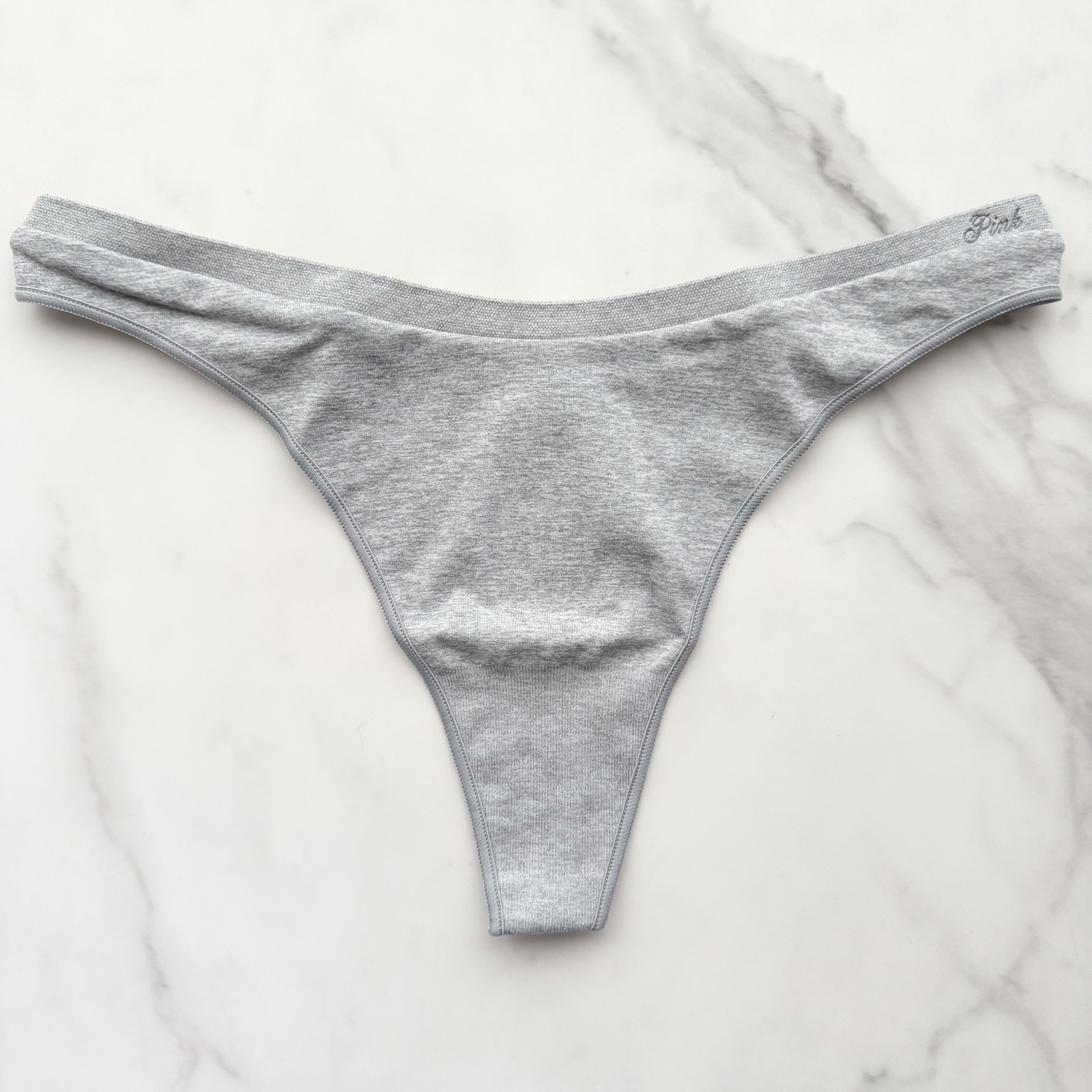 PINK Victoria’s Secret Seamless High-Leg Marl Thong Panty Grey Oasis S/M/L/XL