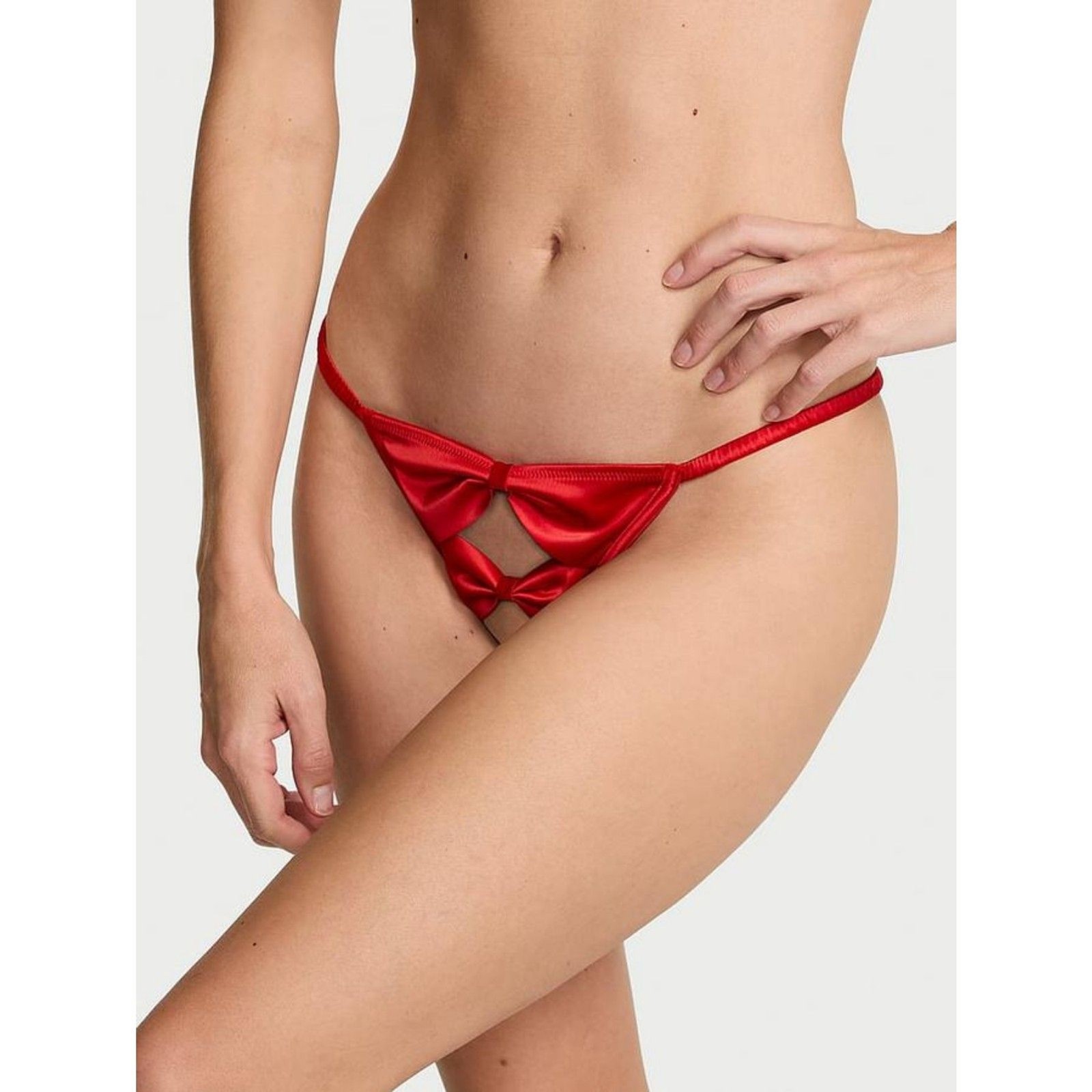 LARGE {Victoria’s Secret} Red {Bows} Crotchless Panty
