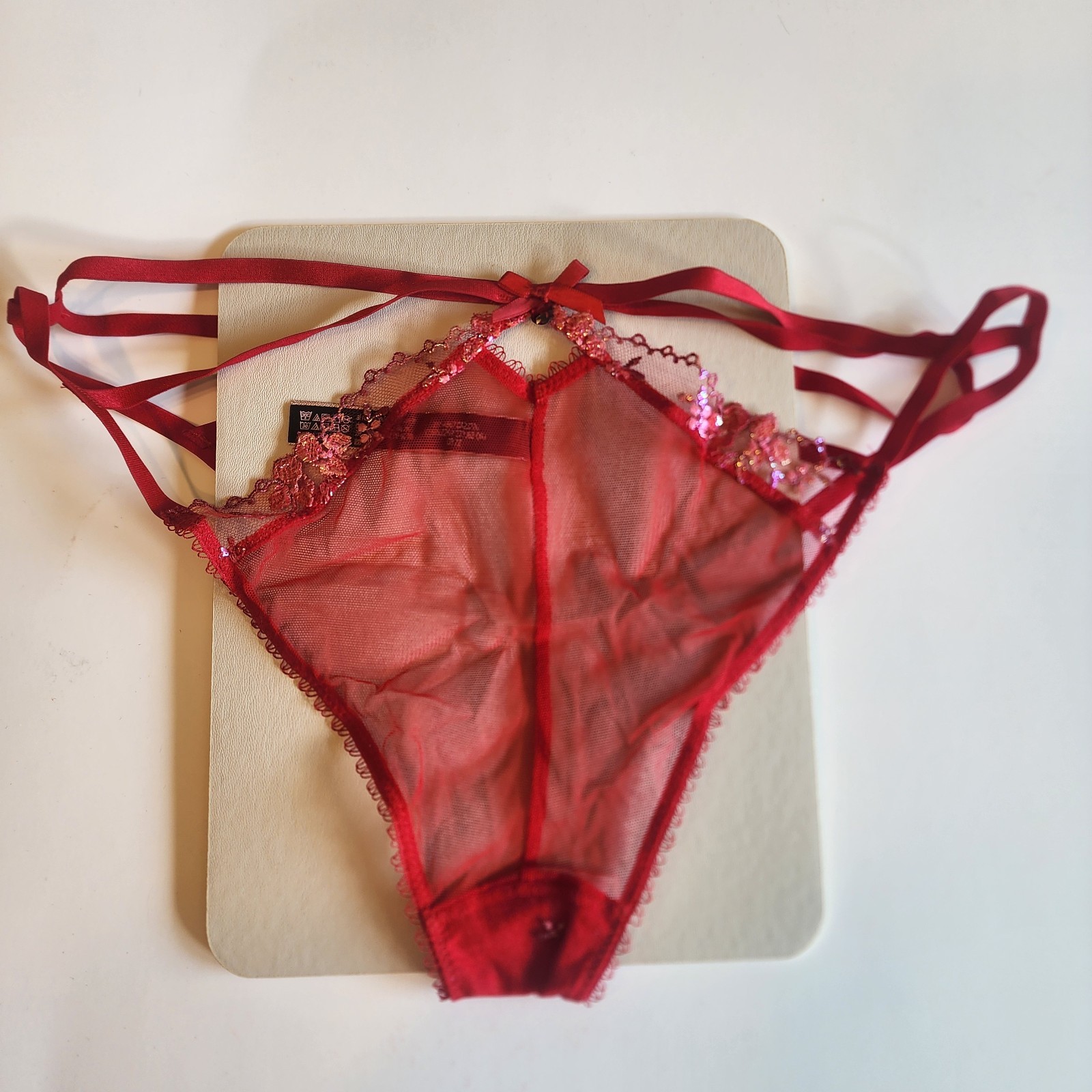 Victoria’s Secret Very Sexy Cheekini Tanga Foil Le Gardin Strap Lace Red Size M