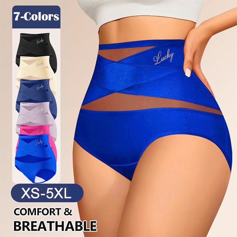 2 Pack High Waist Tummy Control Panties Shaping Cross Strap Briefs Women S-3XL