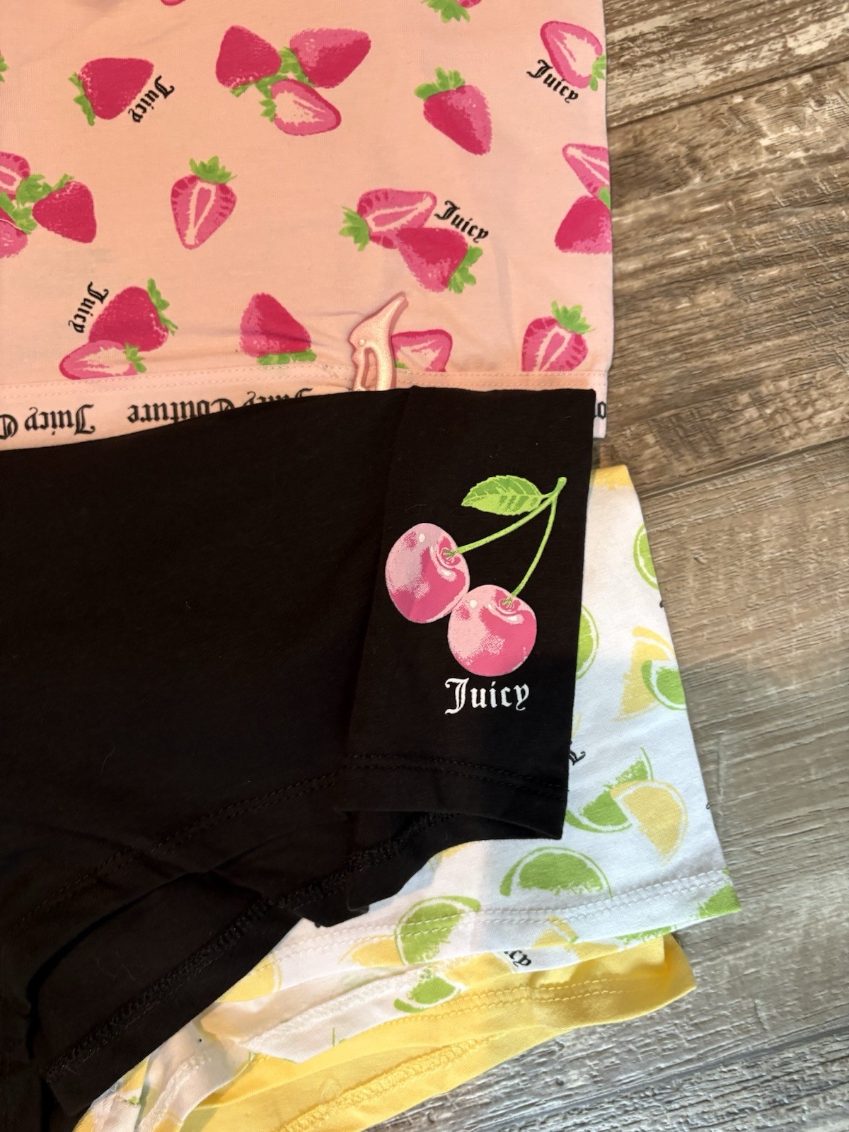 Juicy Couture Fruit Print Boyshorts Pack Of 7 Panties Size XL NWT