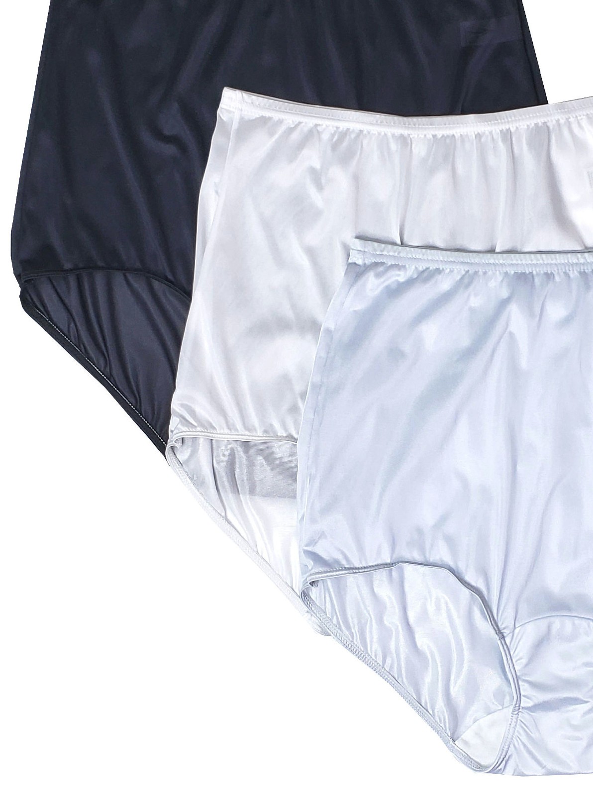 Shadowline Womens Underwear Black White Silver Nylon Full Brief High Waist Panty