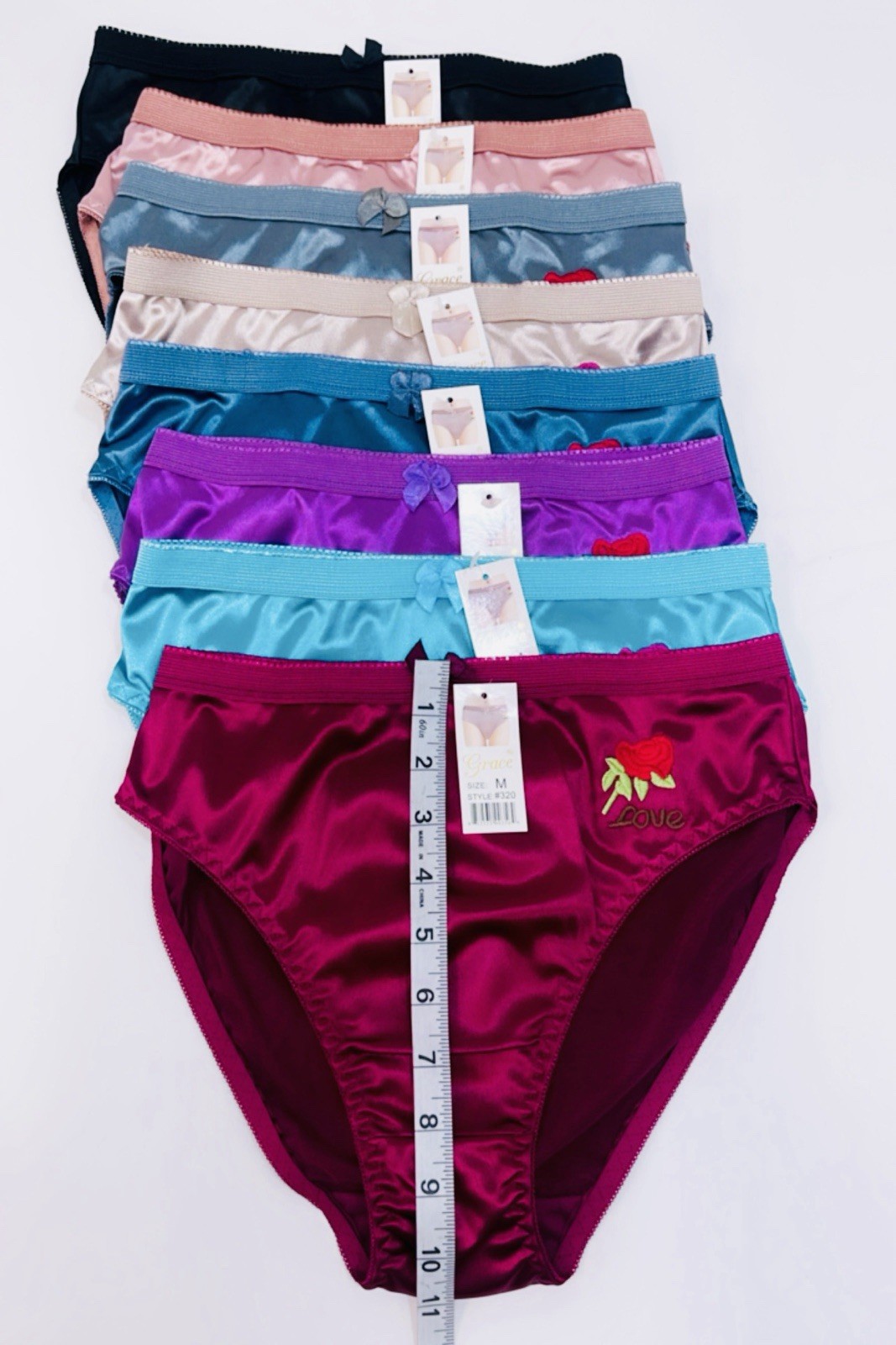 Lot 6 Pack PRETTY SATIN BIKINIS Style PANTIES Womens Underwear #320 Briefs Sz XL