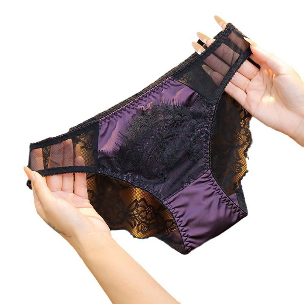 Trendy Women’s Lingerie Set featuring Satin and Lace Mesh Lolita Briefs