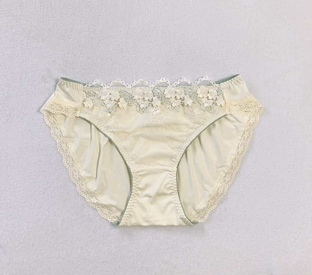 US-M Japanese Style Sew On Floral Embroidered Women’s Lace Trim Nylon Panties