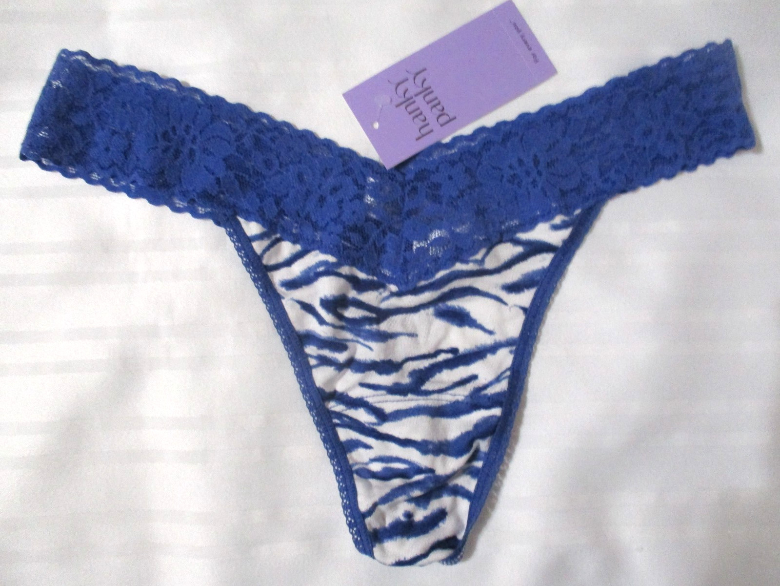 HANKY PANKY ONE SIZE THONG 681104 ORIGINAL RISE DREAMEASE BLUE WHITE PANTIES OS