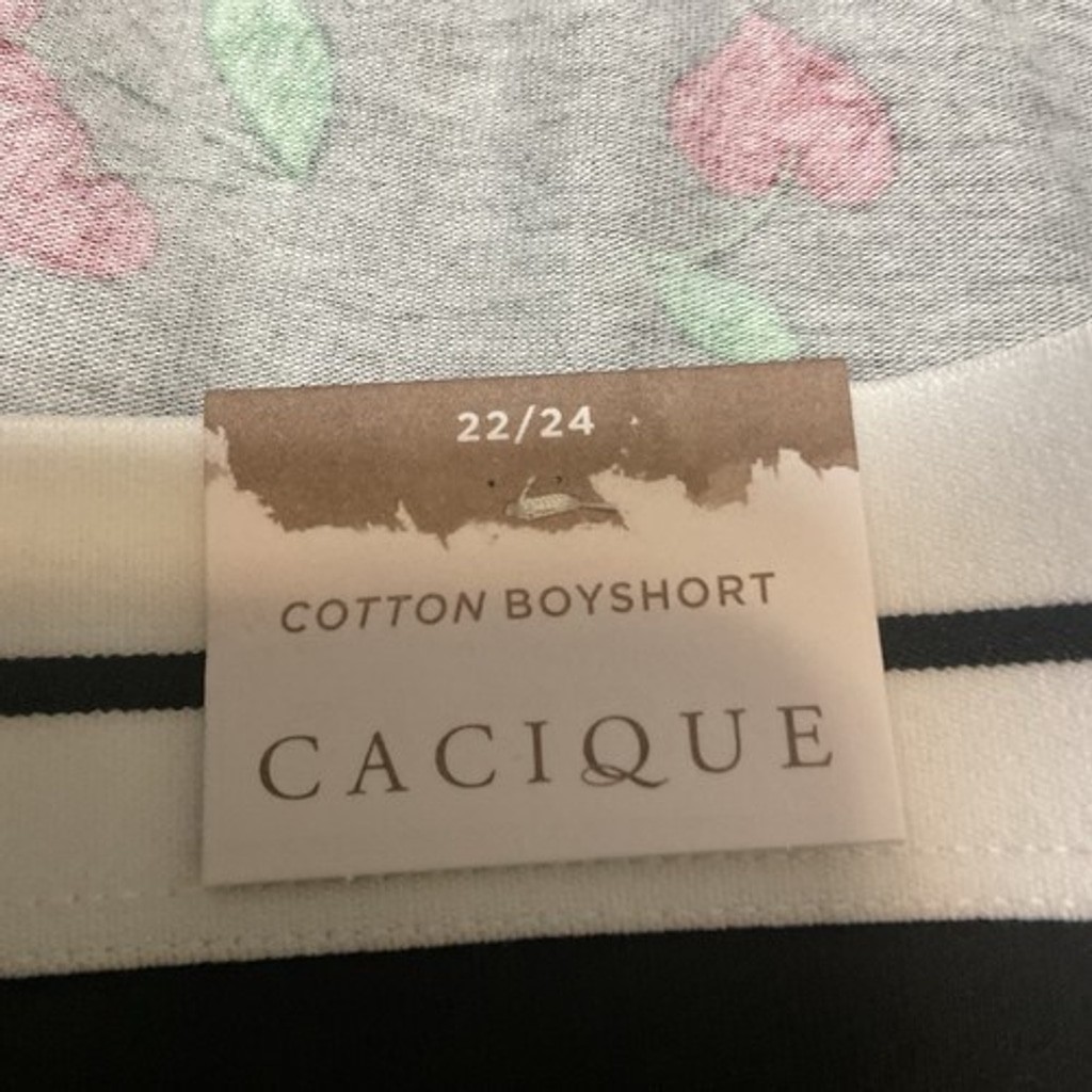 NWT Cacique Cotton Boyshorts Black/Red Lot of 2 Panty Women 22/24 India Cotton