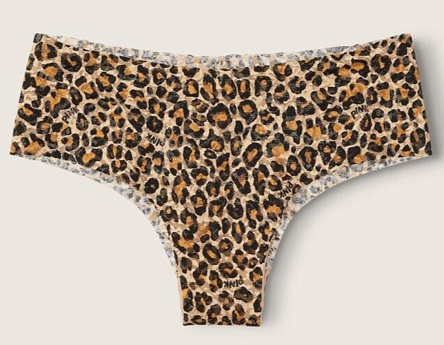 XXL Leopard Black Brown Tan NOSHOW LACE Victorias Secret PINK Cheekster Panty