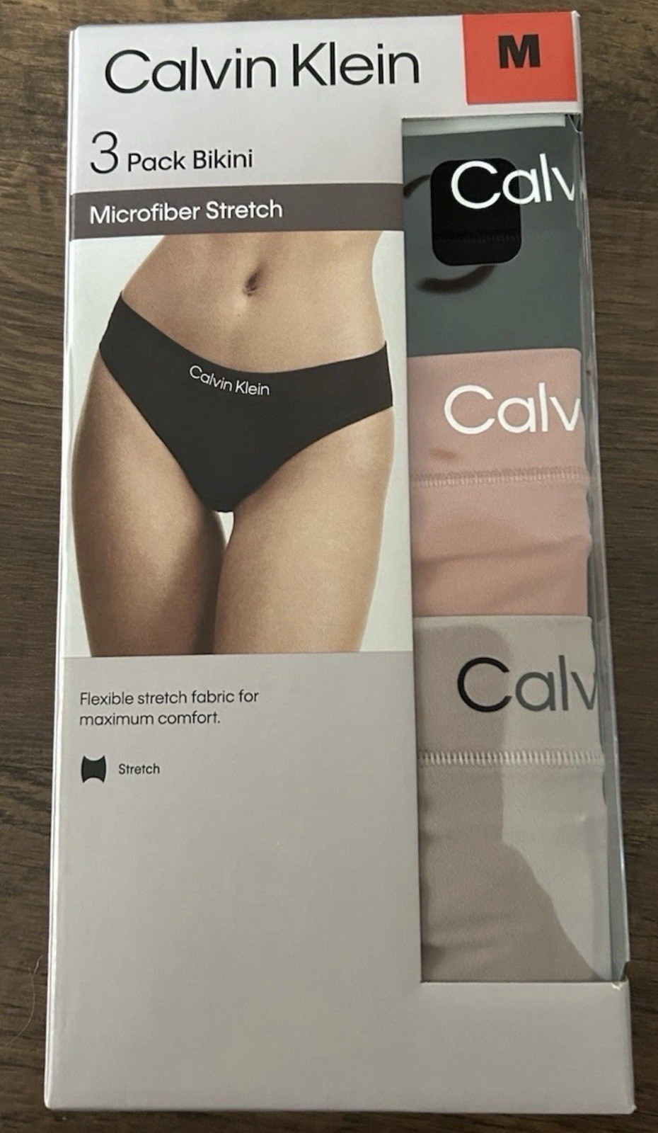 Calvin Klein Women’s Bikini Panties Comfortable Fit 3Pack Multi Color Size M