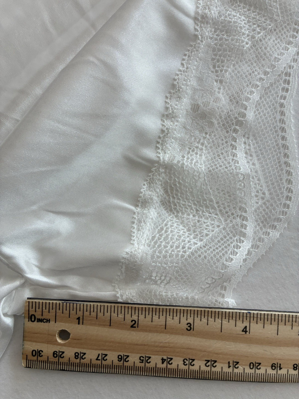 New Women Medium White French Knicker Shiny Faux Satin Lace Trim Wide Leg Shorts