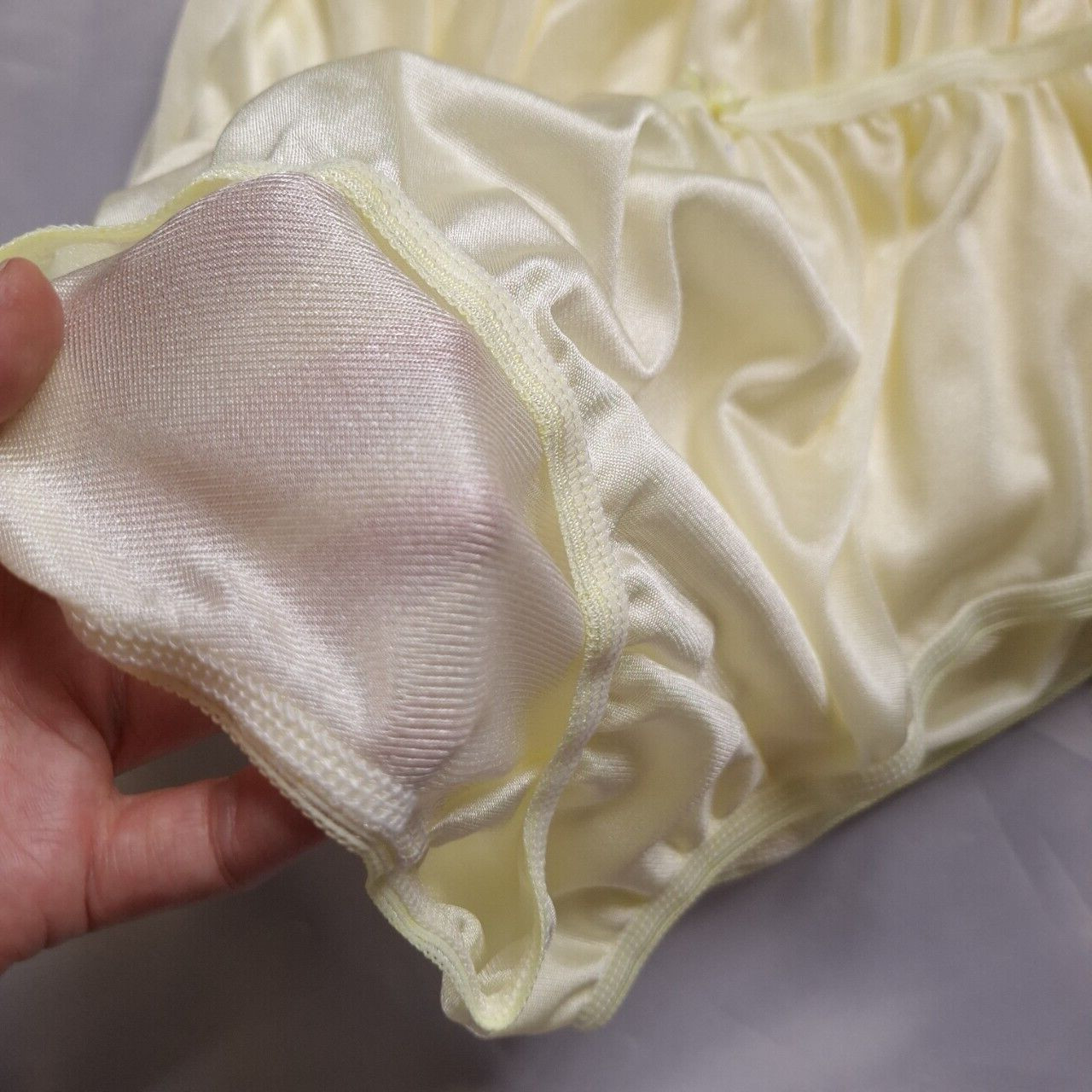 6 Yellow Underwear Nylon Silky Soft Panty Light Panties Full Waist28″-34″ Size M