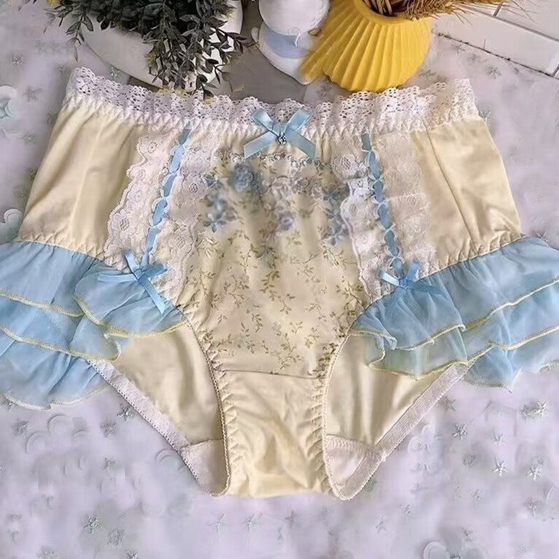 Japanese Womens Girls Underpants Bow Ruffles Princess Panties Briefs Oversize