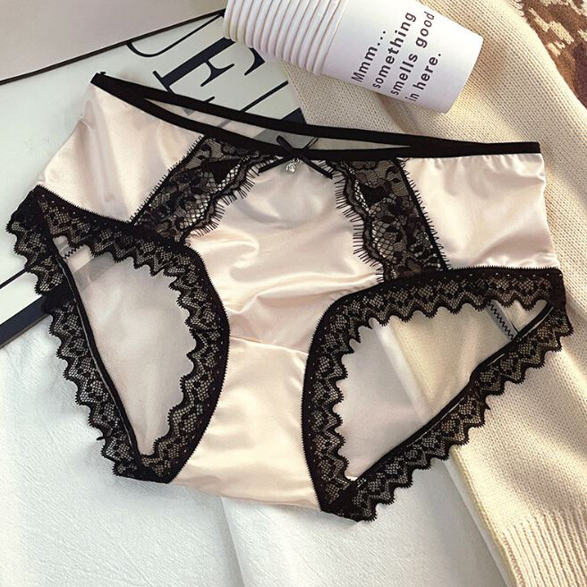 Lot 5 Packs Womens Sexy French Lace Sheer Satin Panties Briefs Cheeky Underwear