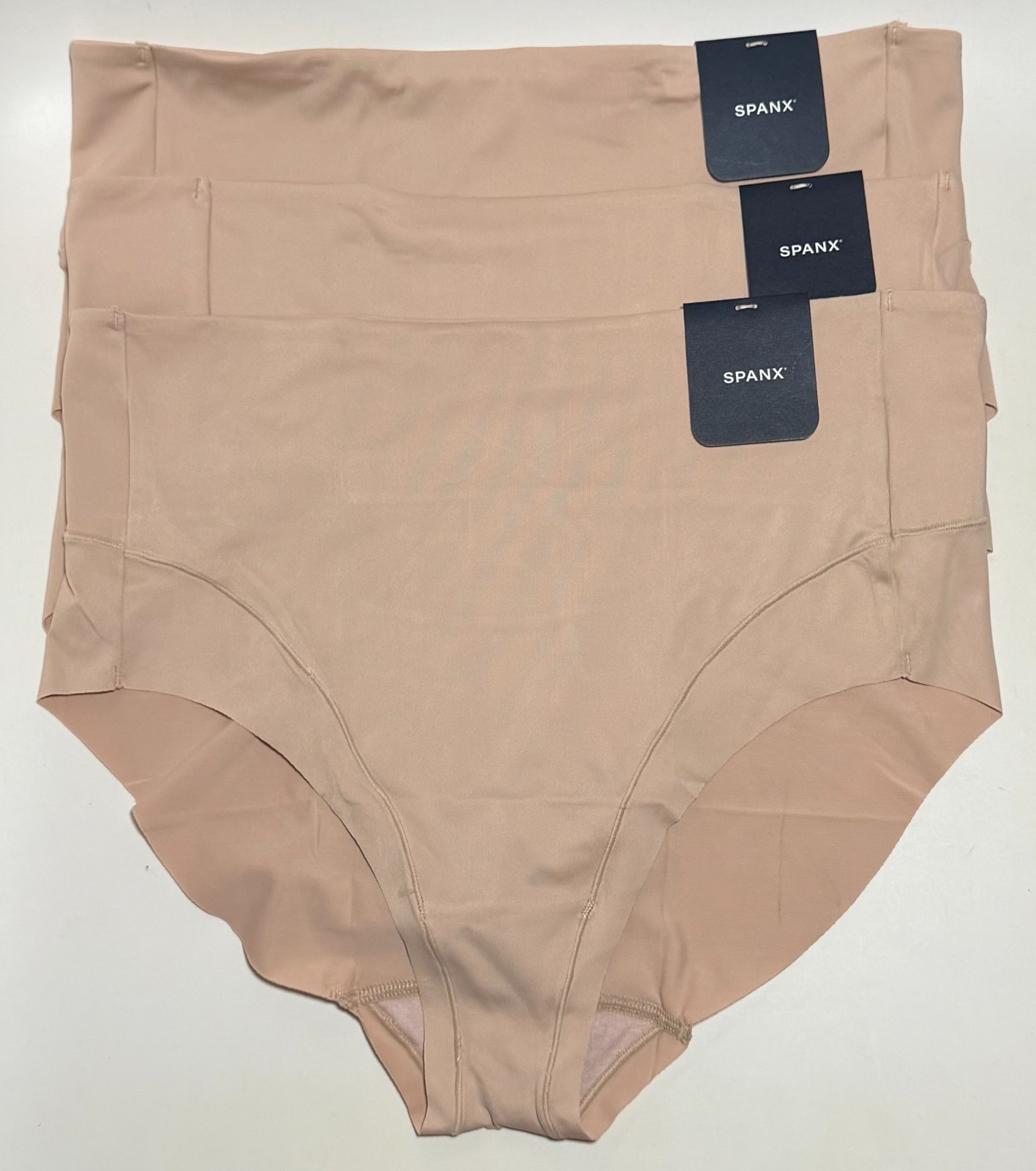 NWT 3 Spanx Hi-Leg Brief Panties 40157R Champagne Beige Size XL