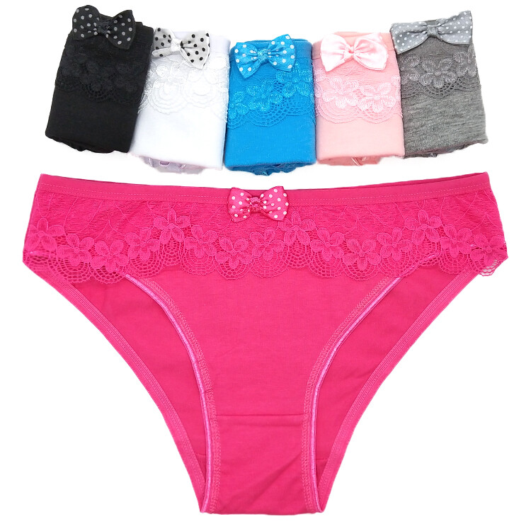Women’s Cute Cotton Bikini Briefs Knickers Lace Comfy Pretty Panties XS S 6 – 8